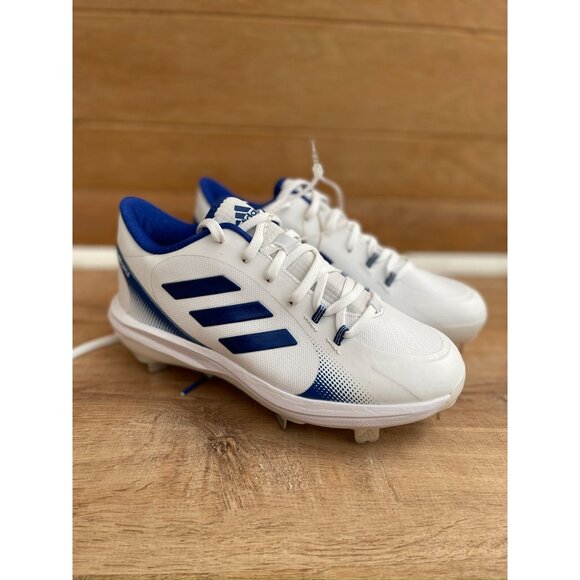 NWT Adidas PureHustle 2 Womens Softball Cleats White/Blue Synthetic Upper With M - Picture 2 of 7